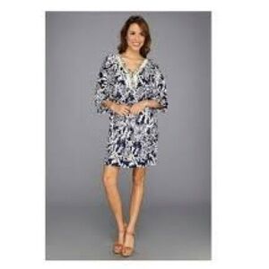 Lilly Pulitzer blue and white Wilda In The Groove caftan dress